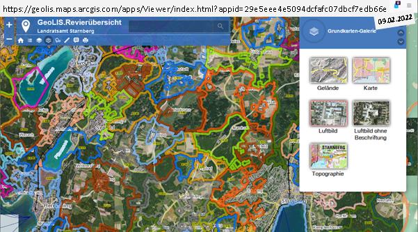 Grenzen der Jagdreviere im interaktiven Viewer, Beispiel Landratsamt Starnberg