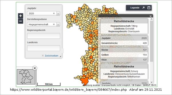 gemeldeter Abschuss Reh im wildtierportal.bayern.de, seit 12/2021 unavailable